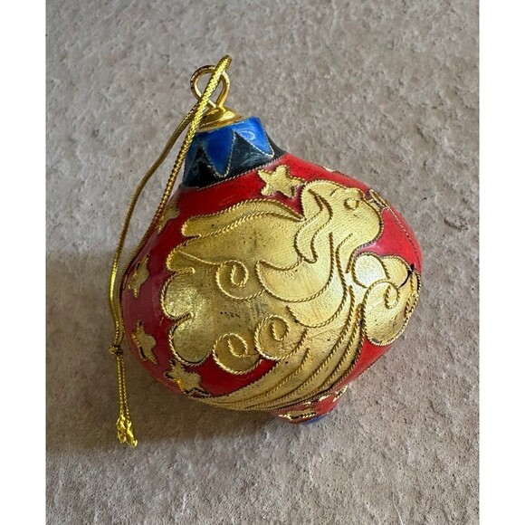 Vintage Cloisonne Bird Design Bulb Shaped Christmas Ornament - Picture 1 of 7